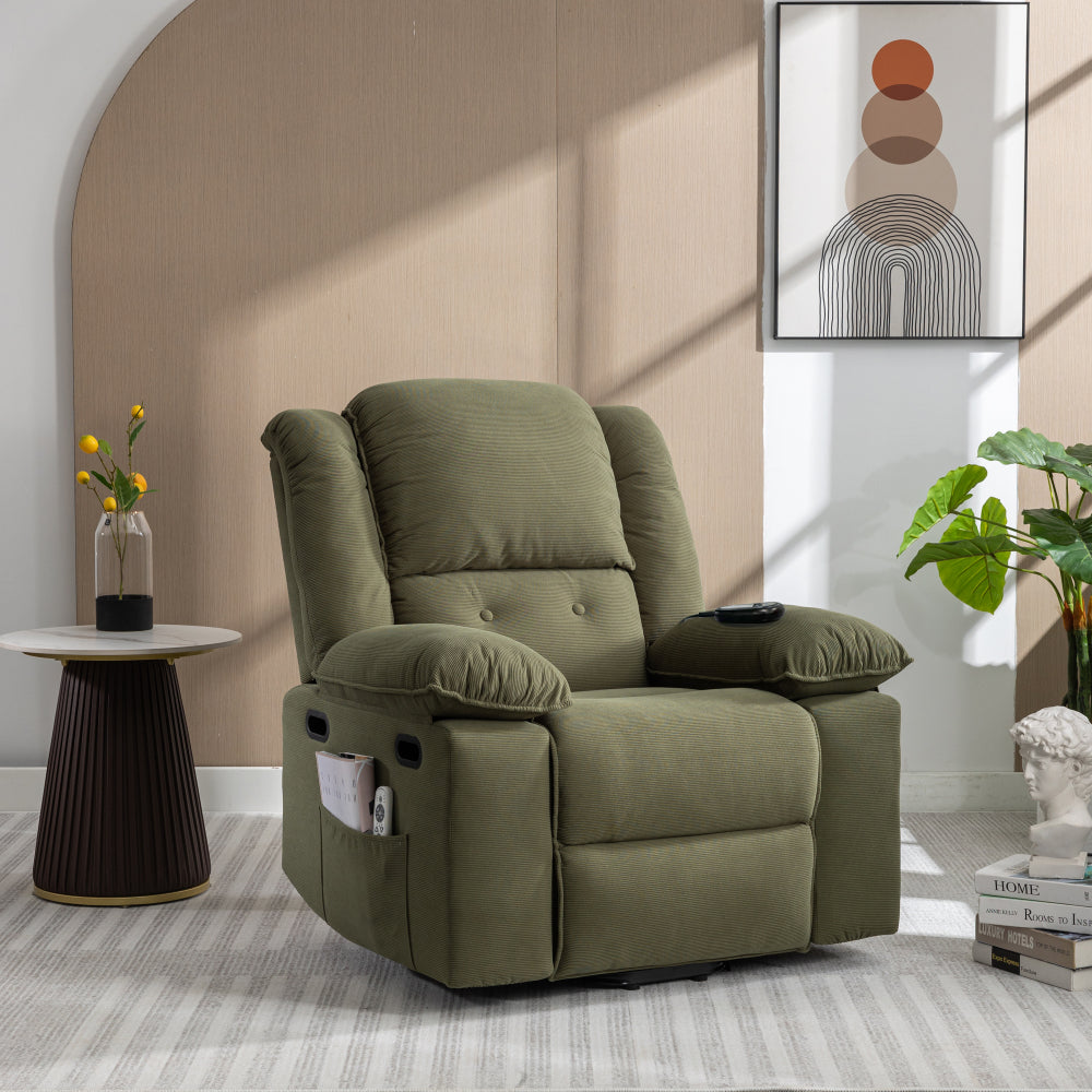 Power Lift Recliner Massage Chair for Elderly - Arm Chair with Heating Function - Recliner Accent Chair with Infinite Position and Side Pocket for Living Room