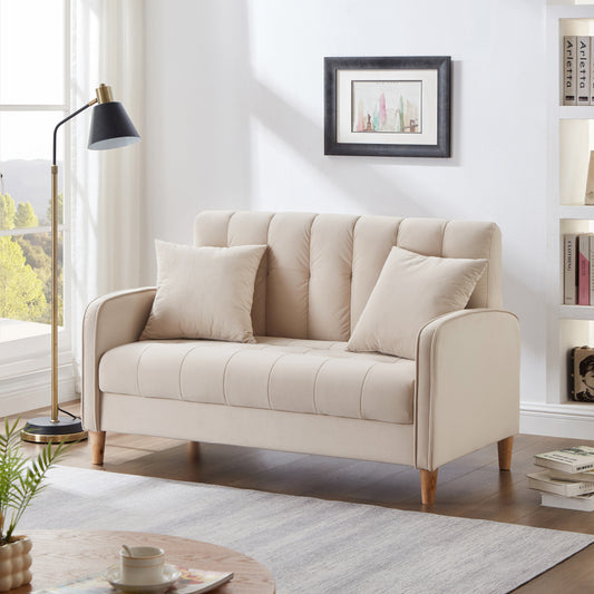 52" Loveseat Sofa - Modern Design Couch - Velvet Upholstered Tufted Couches for Small Space & Living Room