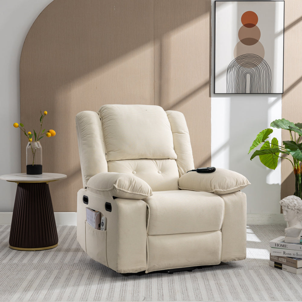 Power Lift Recliner Massage Chair for Elderly - Arm Chair with Heating Function - Recliner Accent Chair with Infinite Position and Side Pocket for Living Room