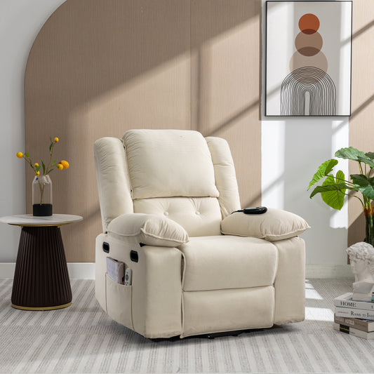 Power Lift Recliner Massage Chair for Elderly - Arm Chair with Heating Function - Recliner Accent Chair with Infinite Position and Side Pocket for Living Room