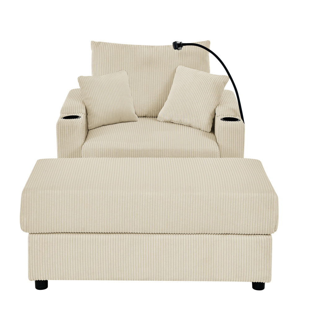Accent Chair Set of 2 - Modern Sofa Chair with Storage - Deep Seat Couch with Cup Holders & Phone Holder for Living Room & Bedroom & Gaming Room