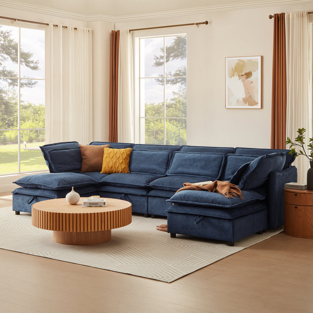 124" Modular Sectional Sofa - U Shaped Couch with Storage - Double Layer Cushion Couches for Living Room & Bedroom & Gaming Room