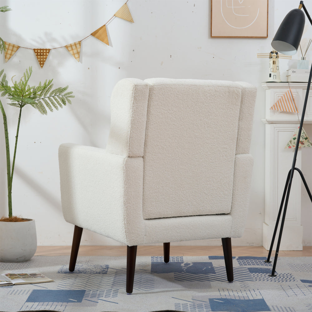 Modern Accent Chair - Teddy Fabric Comfy Reading Chairs - Mid Century Arm Chair - Lounge Armchair for Living Room & Bedroom & Guest Room