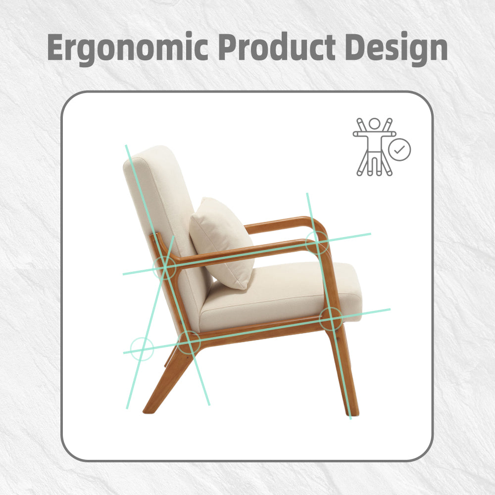 Modern Accent Chair - Solid Wood Pu Leather Padding Lounge Armchair with One Pillow for Living Room & Bedroom & Guest Room
