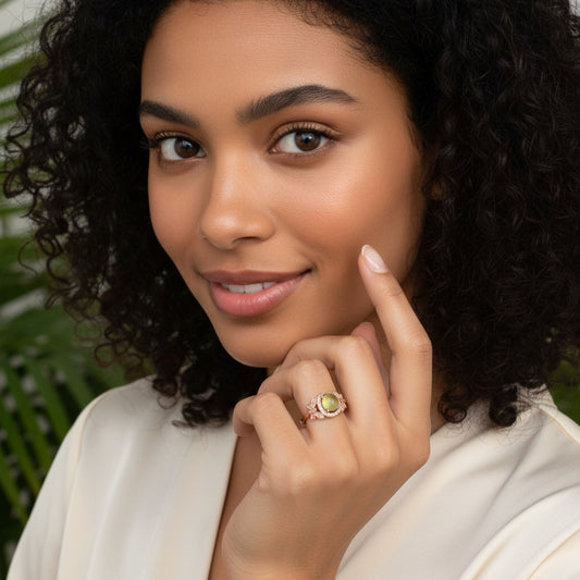 925 Sterling Silver Ring Oval 7x5mm Green Natural Prehnite Gemstone Zircon Butterfly Women Bridal Anniversay Jewelry Gift for Her