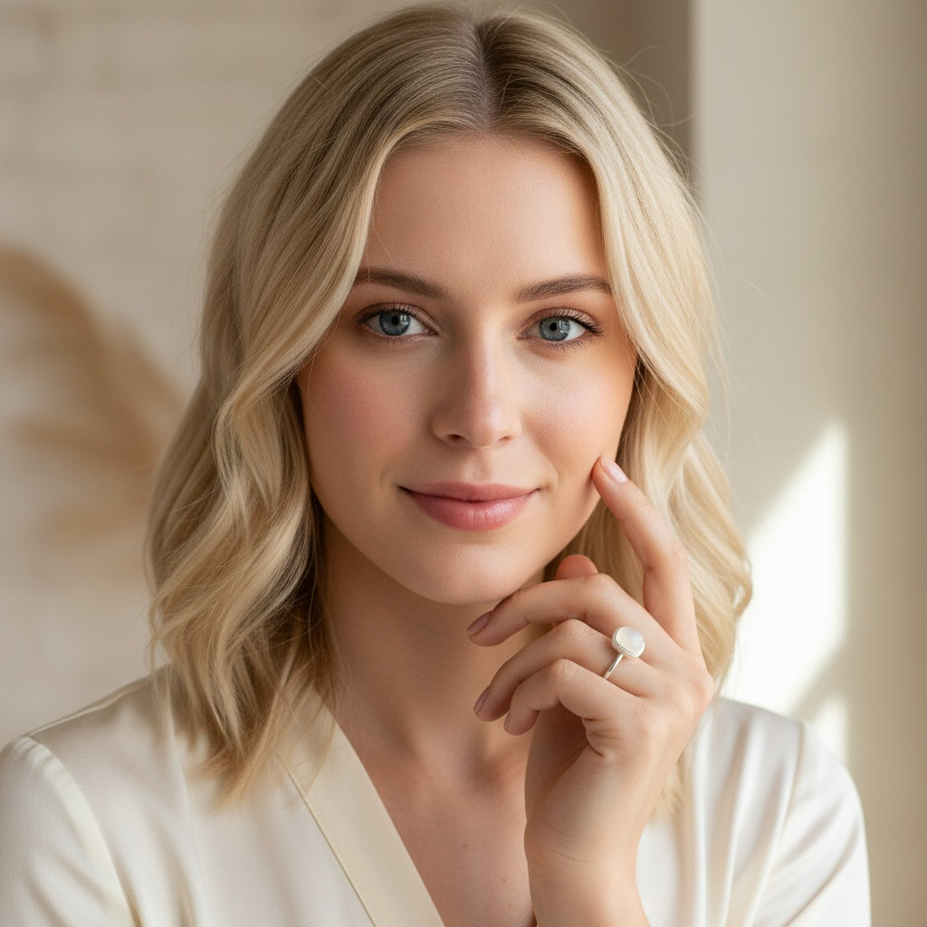 925 Sterling Silver Ring 8mm Square White Natural Nephrite Jade Gemstone Women Bridal Engagement Jewelry Gift for Her