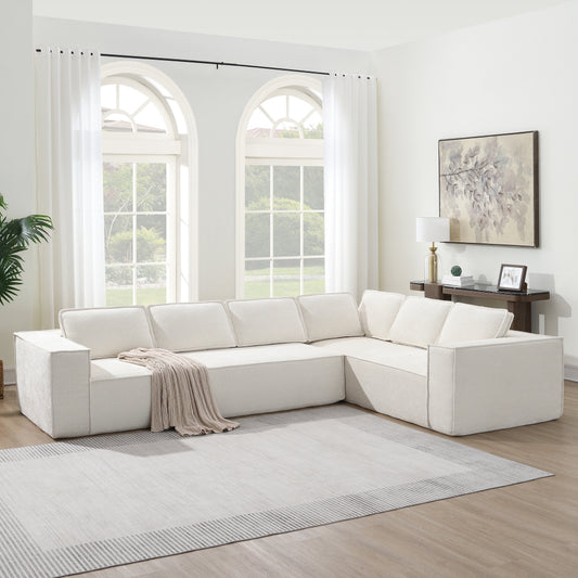 129.5" Modular Sectional Sofa - L-Shaped 6 Seat Wrinkle-Resistant Chenille Couch - 2PC Free Combination Cloud Couches for Living Room & Home Office