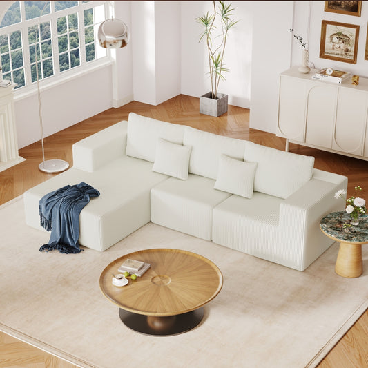 108.3" Modular Sectional Foam Sofa - L Shape Chaise Lounge Couch - Upholstered Cloud Couches for Living Room & Gaming Room