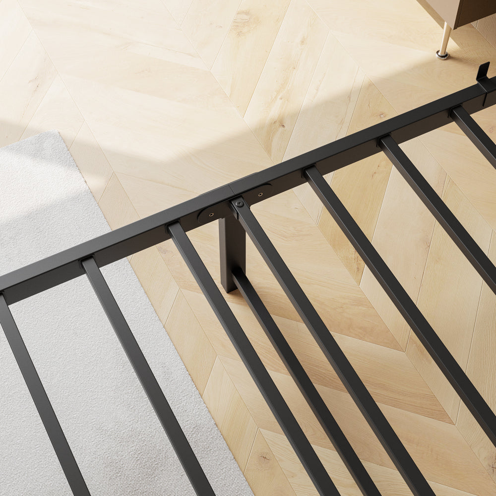 Metal Bed Frame with Storage Headboard & Charging Station - Solid and Stable/Noise Free - No Box Spring Needed