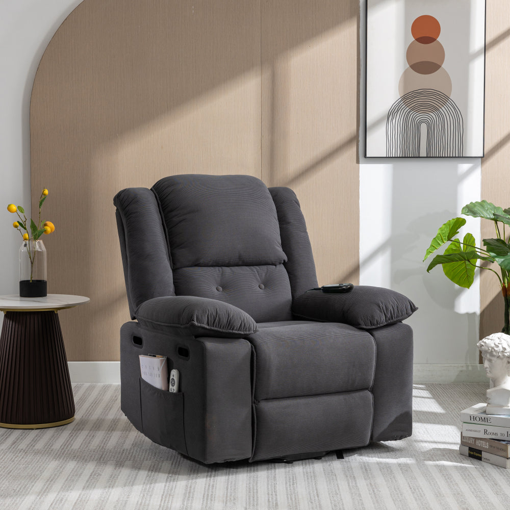 Power Lift Recliner Massage Chair for Elderly - Arm Chair with Heating Function - Recliner Accent Chair with Infinite Position and Side Pocket for Living Room